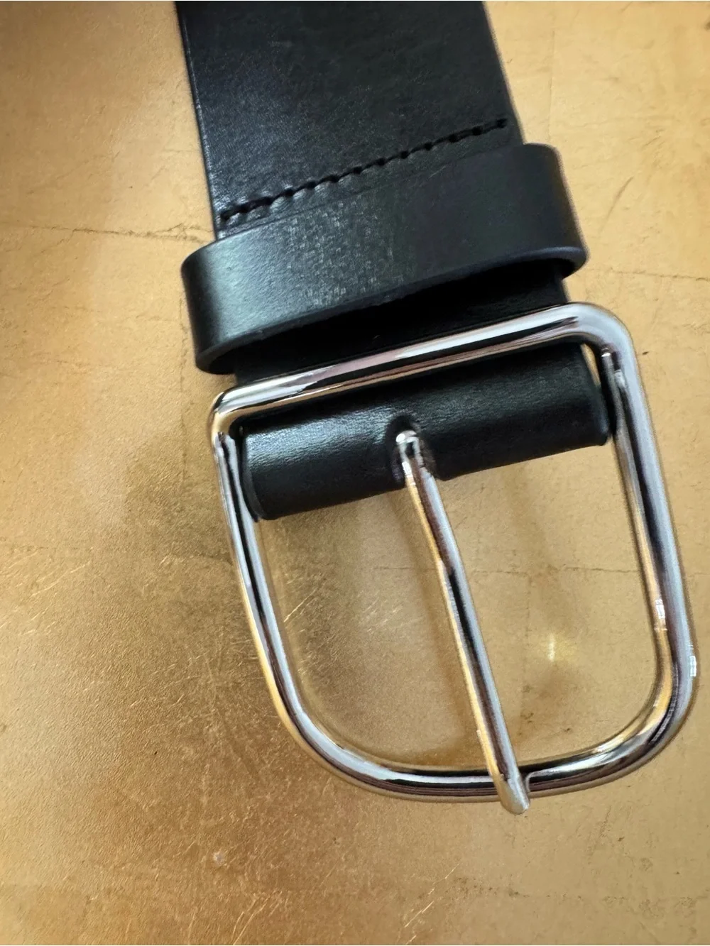 New Anthropologie Wide Leather Belt Black Curved Buckle Long size Medium